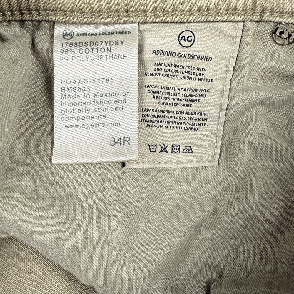 AG Adriano Goldschmied Men's W34 x L32‎ Tan Tellis Modern Slim Fit Thrash Legs - Picture 11 of 12